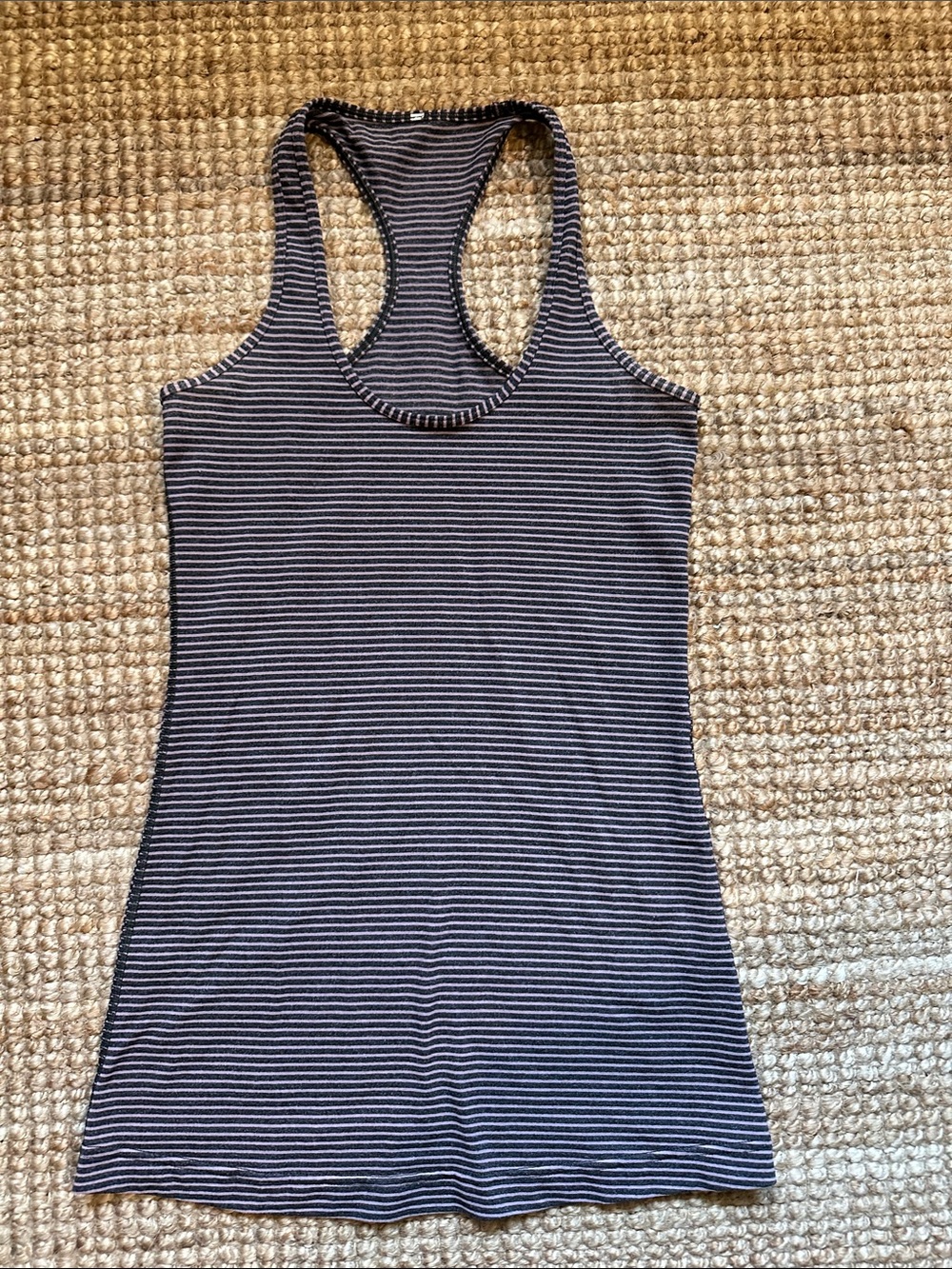 Lululemon Striped Racerback Tank Top Purple and White Stripe